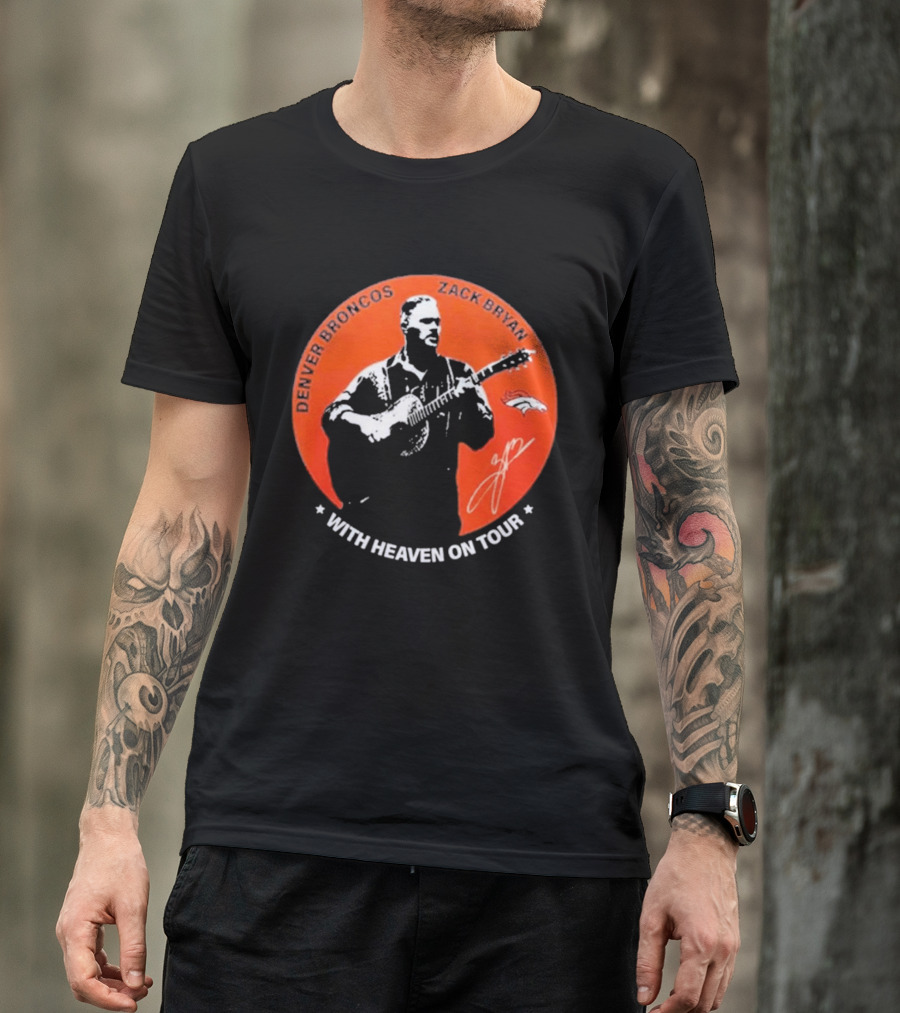 Denver Broncos 2026 Zach Bryan With Heaven On Tour Football Collaboration T-Shirt