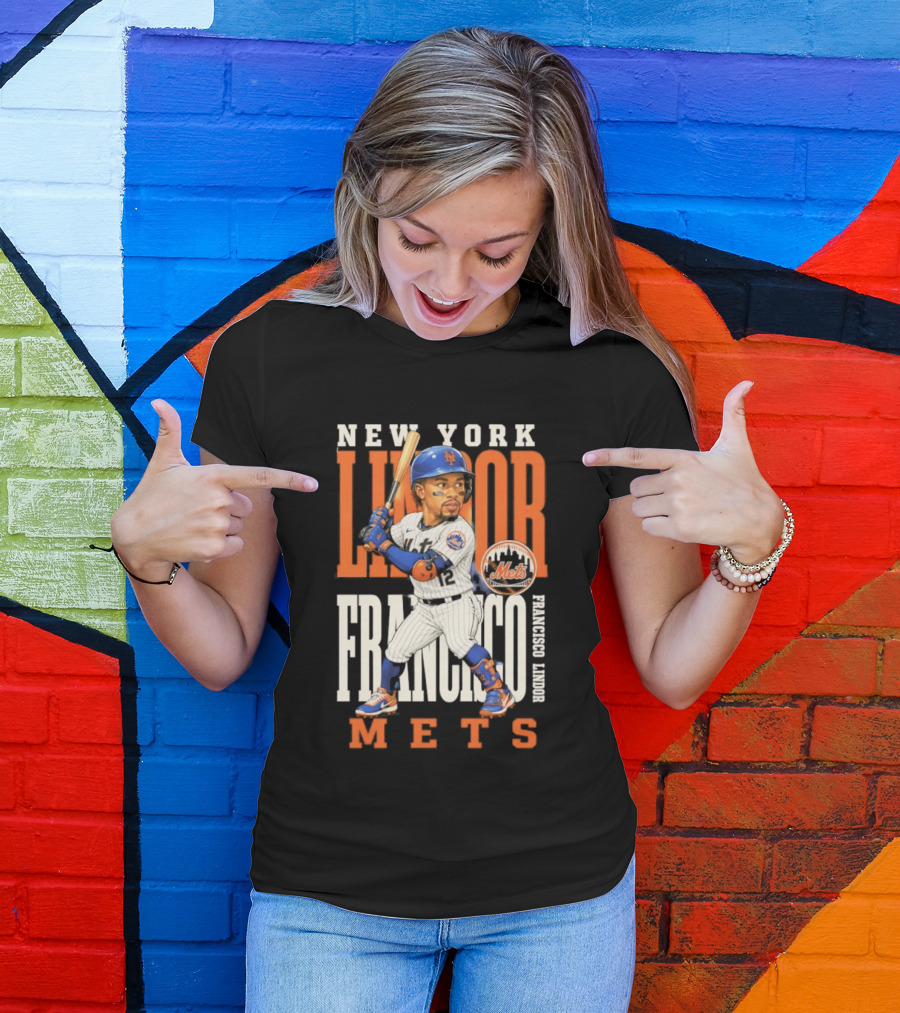 New York Lindor Francisco Mets 2026 Baseball Caricature T-Shirt