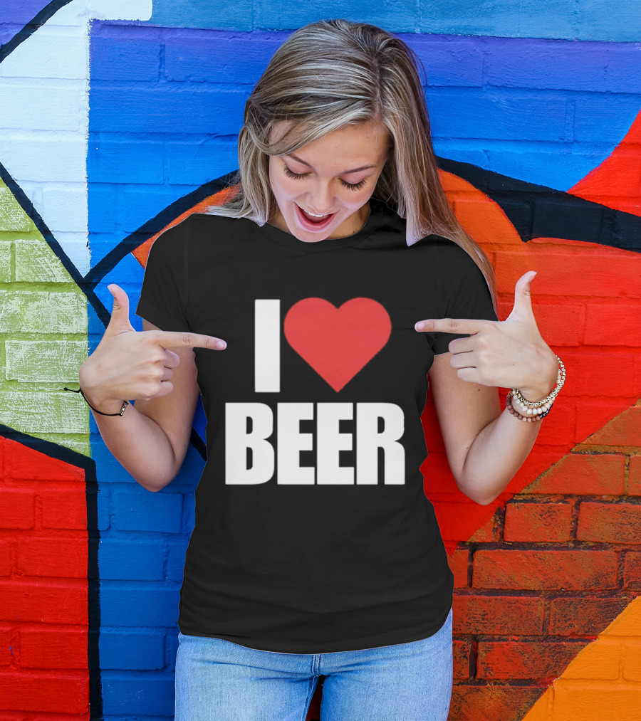 I Love Beer Bold Red Heart T-Shirt