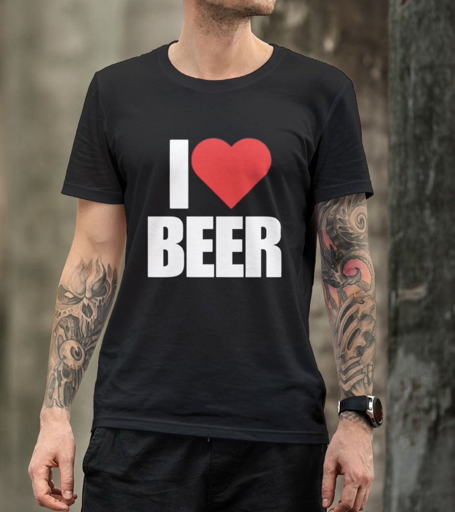 I Love Beer Bold Red Heart T-Shirt