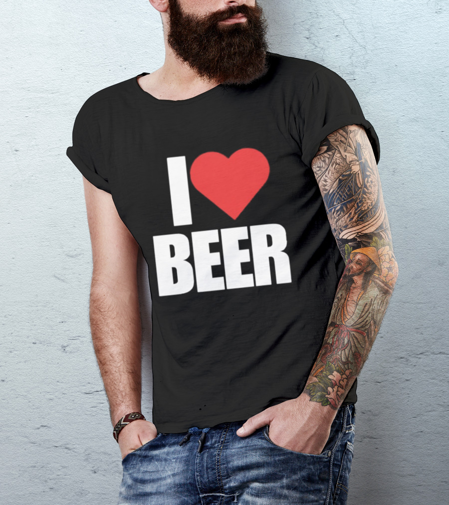 I Love Beer Bold Red Heart T-Shirt