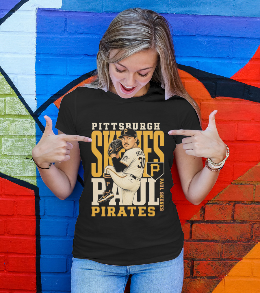 Pittsburgh Pirates Paul Skenes 34 Baseball Player Caricature 2026 Season T-Shirt