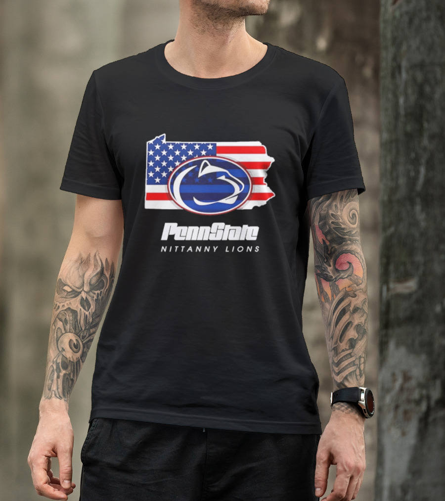 Penn State Nittany Lions Pennsylvania Flag American Pride T-Shirt