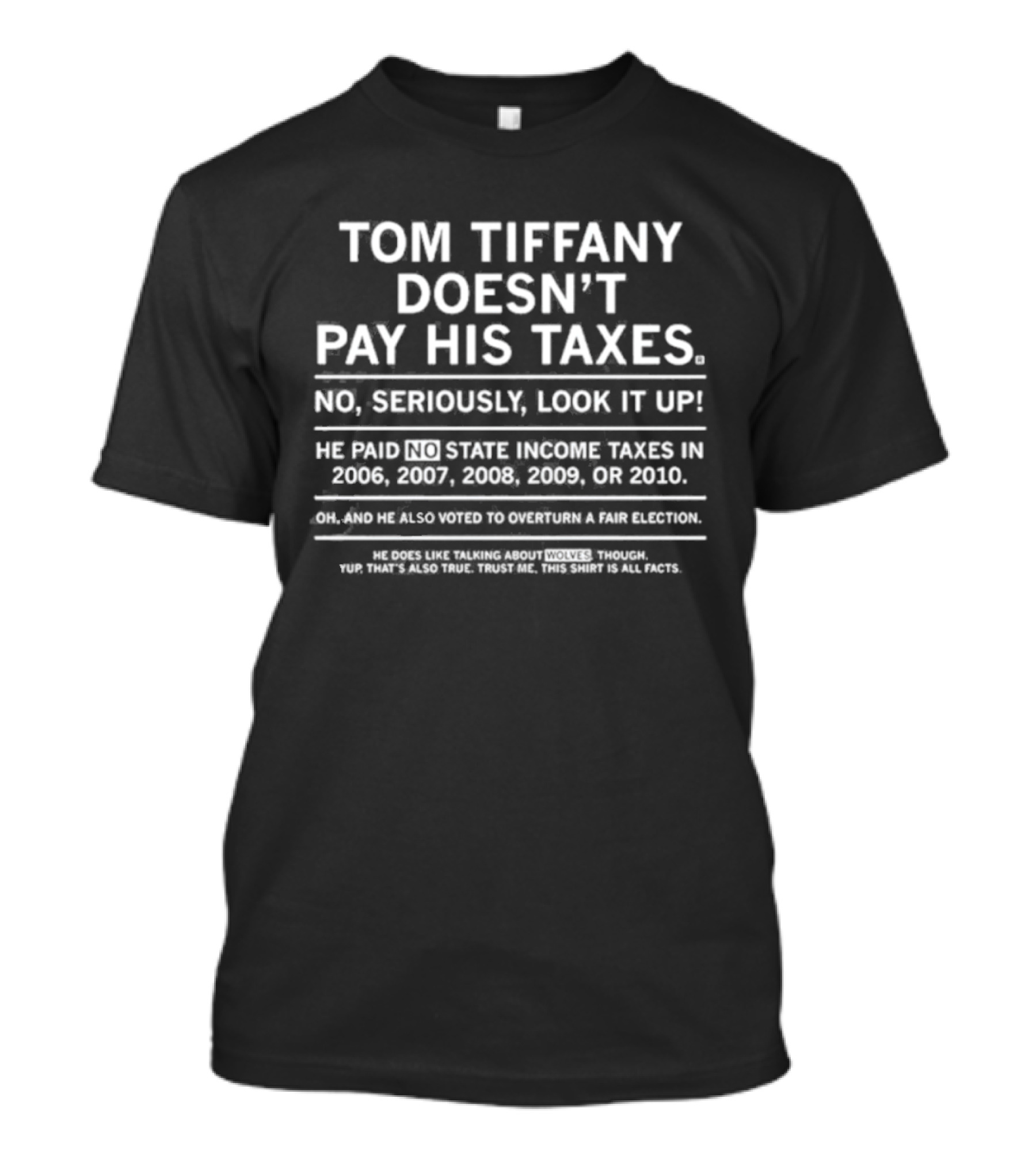 Tom Tiffany Doesn't Pay His Taxes No Seriously Look It Up T-Shirt