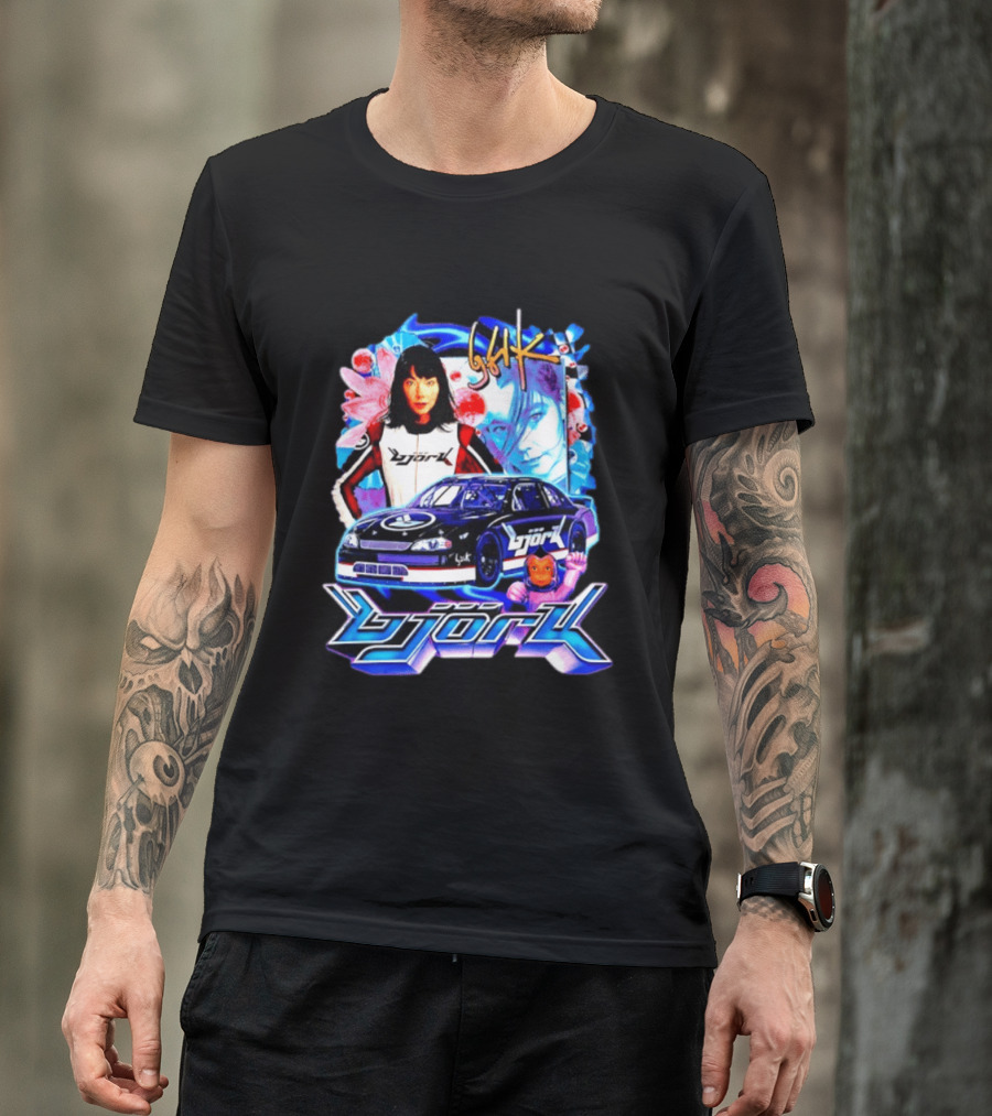 Vintage Bjork Racing Car Graphic Icelandic Music T-Shirt