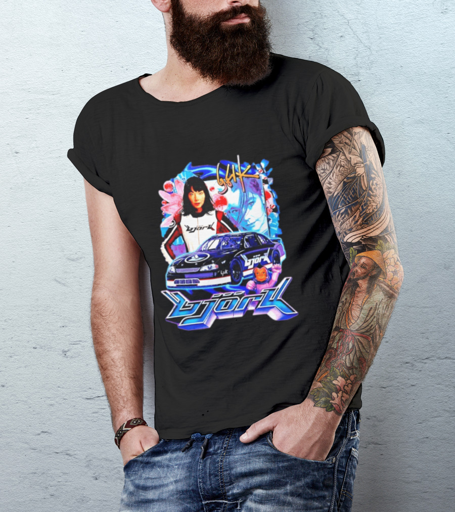 Vintage Bjork Racing Car Graphic Icelandic Music T-Shirt