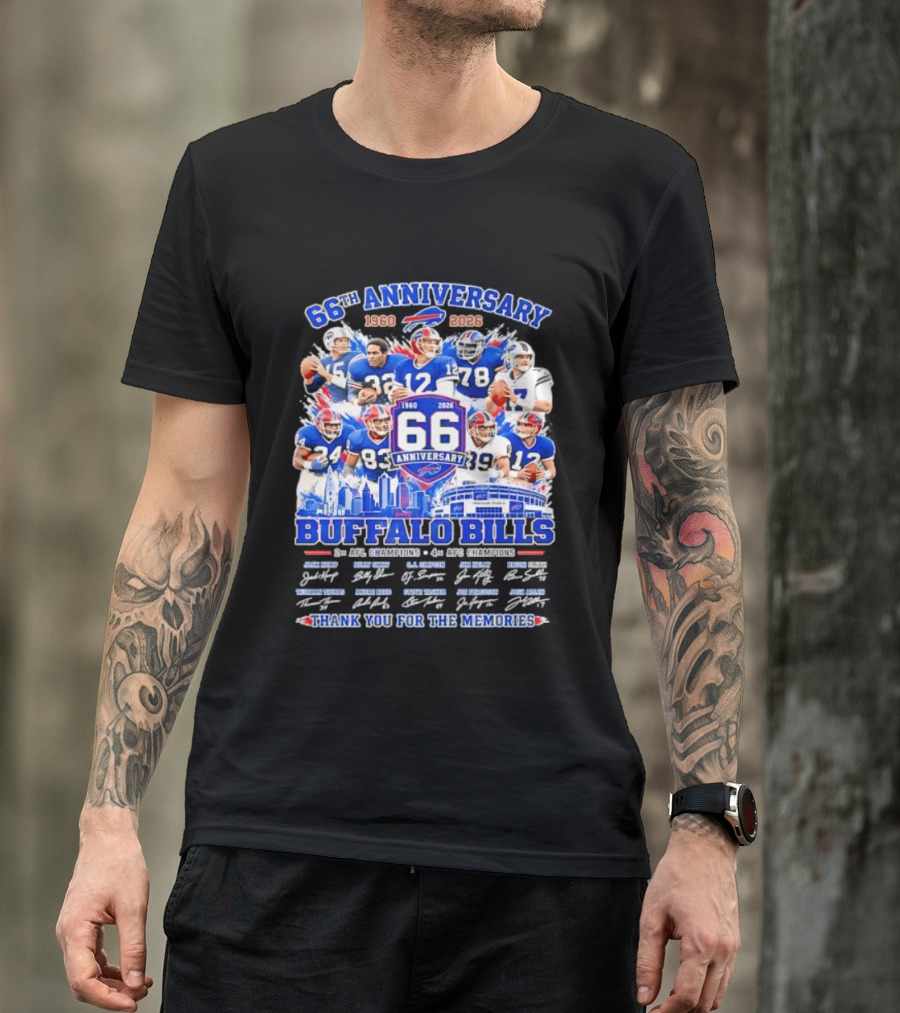 66th Anniversary Buffalo Bills 1960 2026 AFL Champions Thank You For The Memories T-Shirt