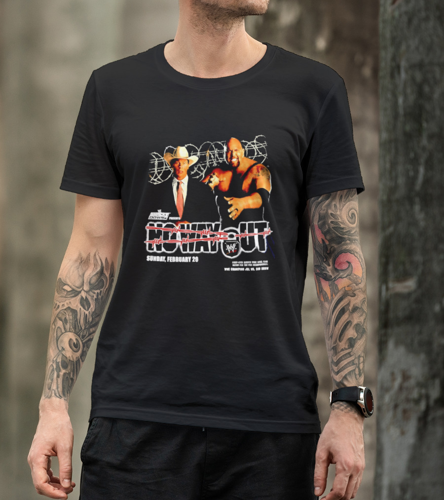 WWE No Way Out 2005 John Bradshaw Layfield Vs Big Show February 20 SmackDown Barbed Wire Match T-Shirt