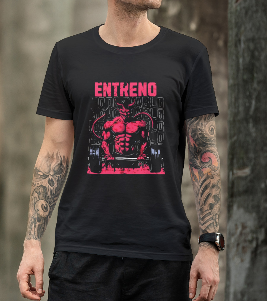 Entreno Modo Diablo Bodybuilder Devil Weightlifting T-Shirt
