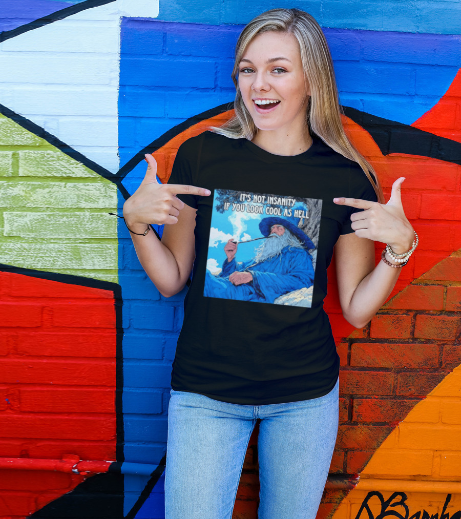 It's Not Insanity If You Look Cool As Hell Wizard Smoking Pipe T-Shirt