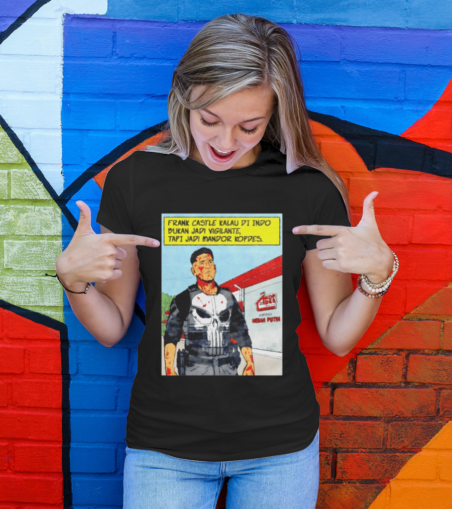 Frank Castle Kalau Di Indo Bukan Jadi Vigilante Tapi Jadi Mandor Kopdes Koperasi Merah Putih Marvel Comics T-Shirt