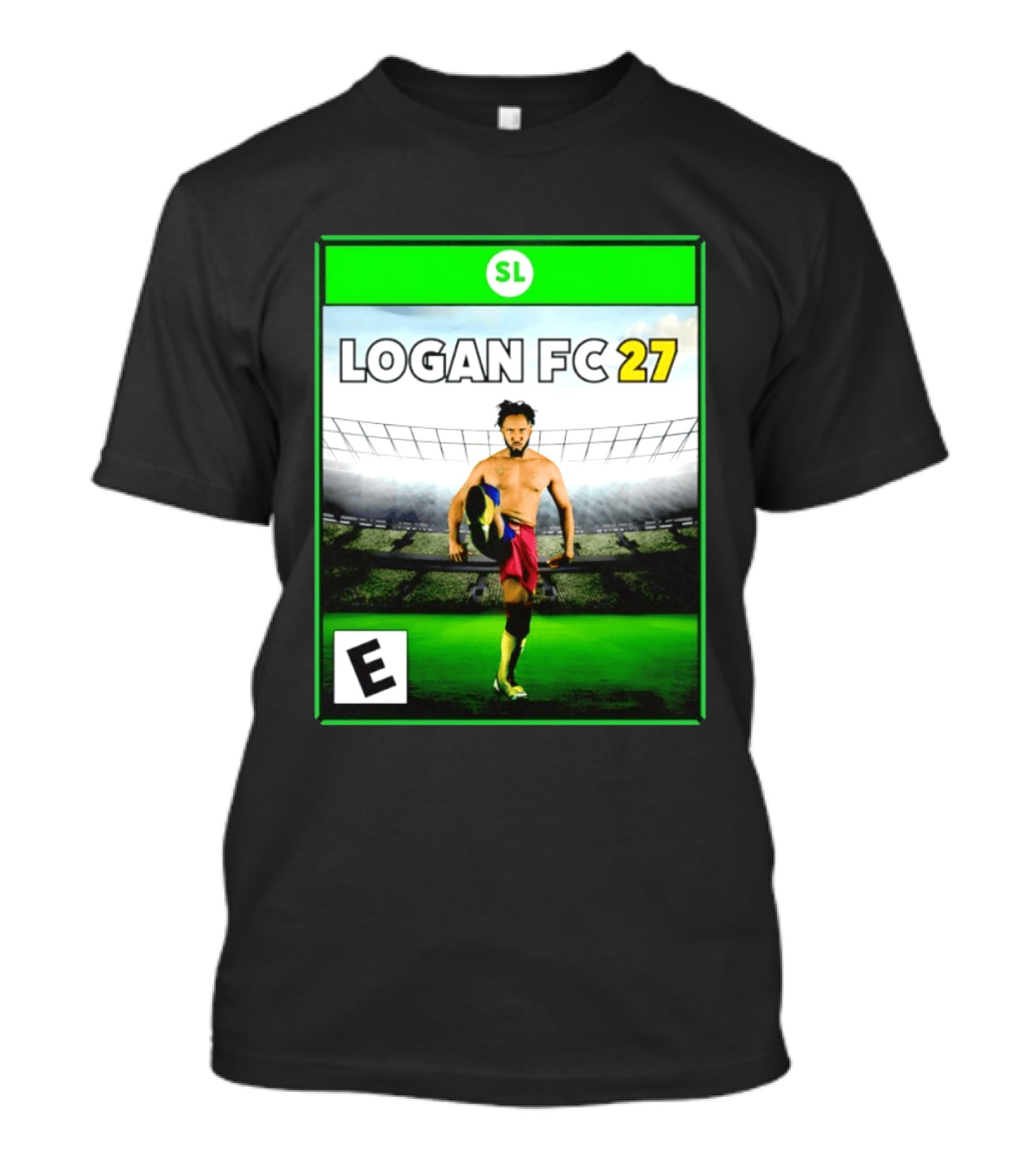 LOGAN FC 27 Soccer Game Box Art With Player In Stadium T-Shirt