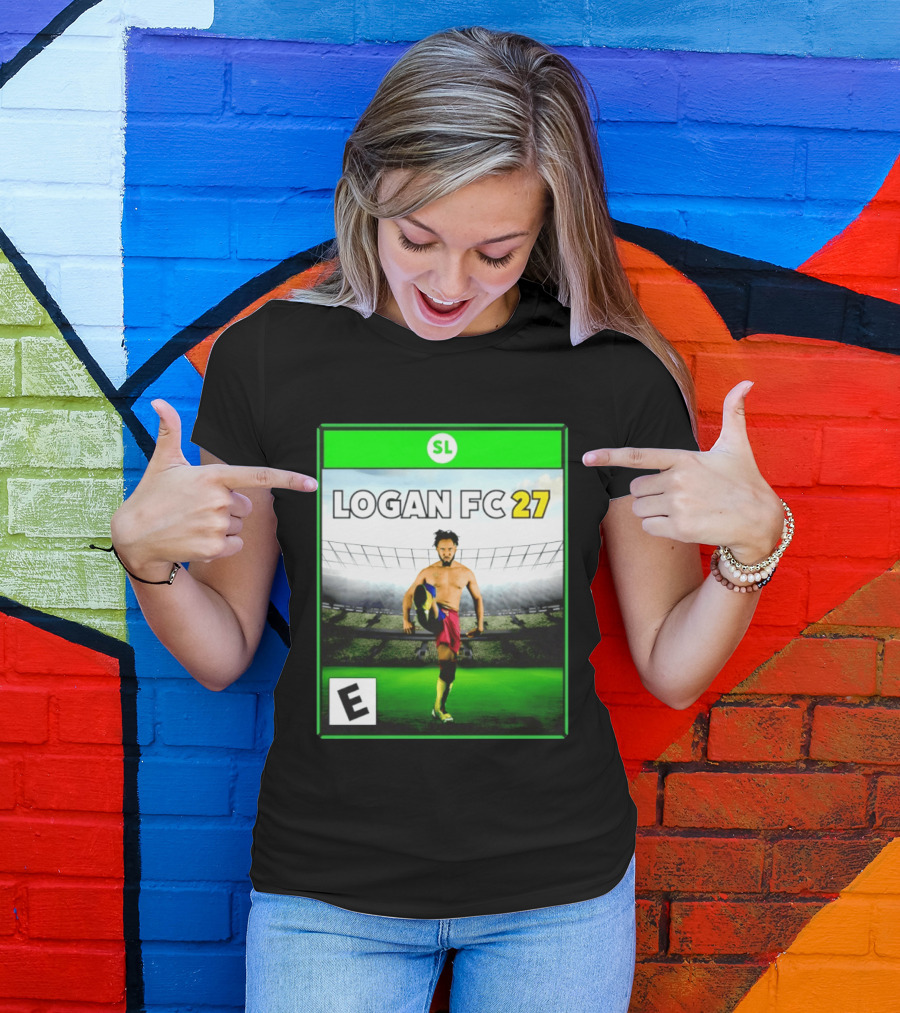 LOGAN FC 27 Soccer Game Box Art With Player In Stadium T-Shirt