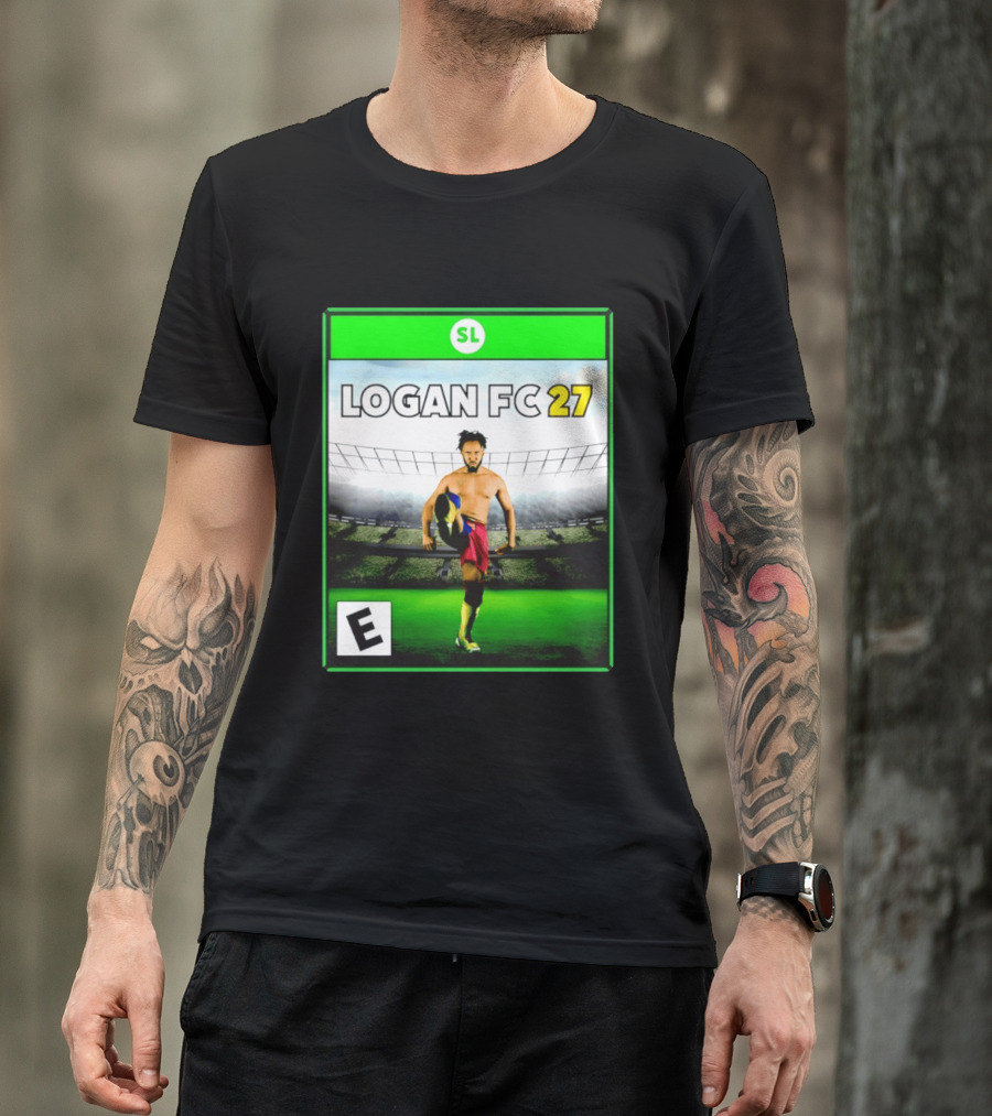 LOGAN FC 27 Soccer Game Box Art With Player In Stadium T-Shirt