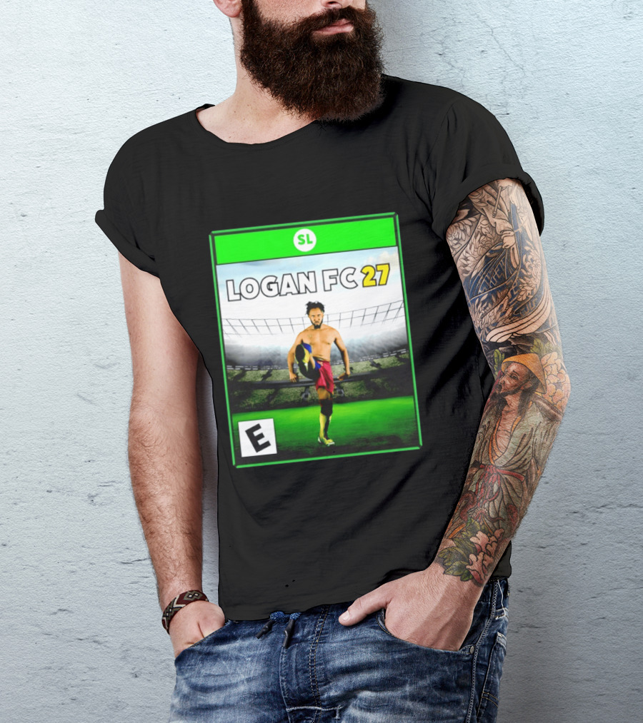 LOGAN FC 27 Soccer Game Box Art With Player In Stadium T-Shirt