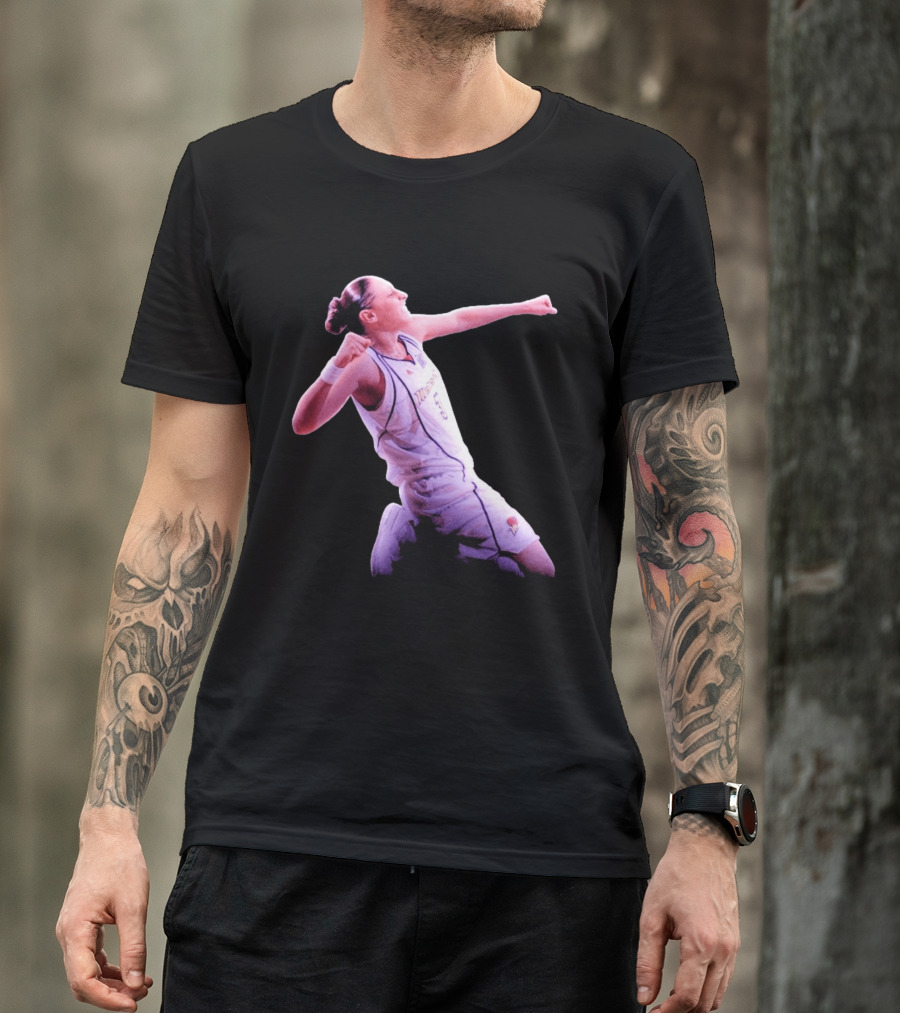 Taurasi Number 5 White Jersey Phoenix Mercury Victory Pose T-Shirt