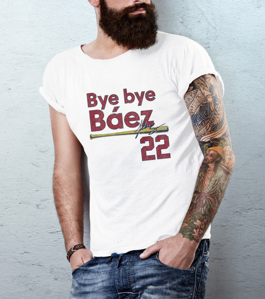 Bye Bye Báez St. Louis Cardinals MLB 2026 Number 22 Baseball Bat Signature T-Shirt