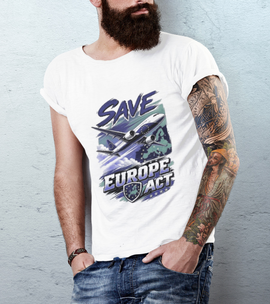 Save Europe Act 2026 Airplane Map Stars T-Shirt