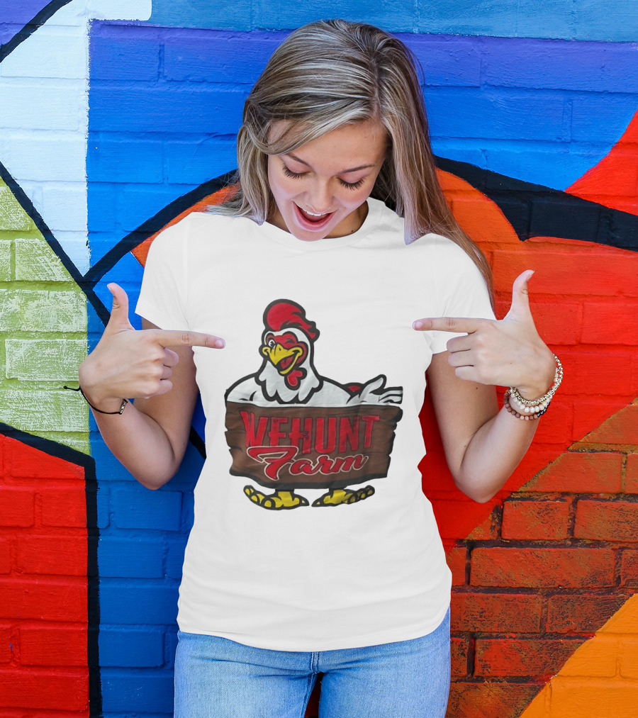 Wehunt Farm Chicken Winking Rooster With Red And Yellow Accents T-Shirt