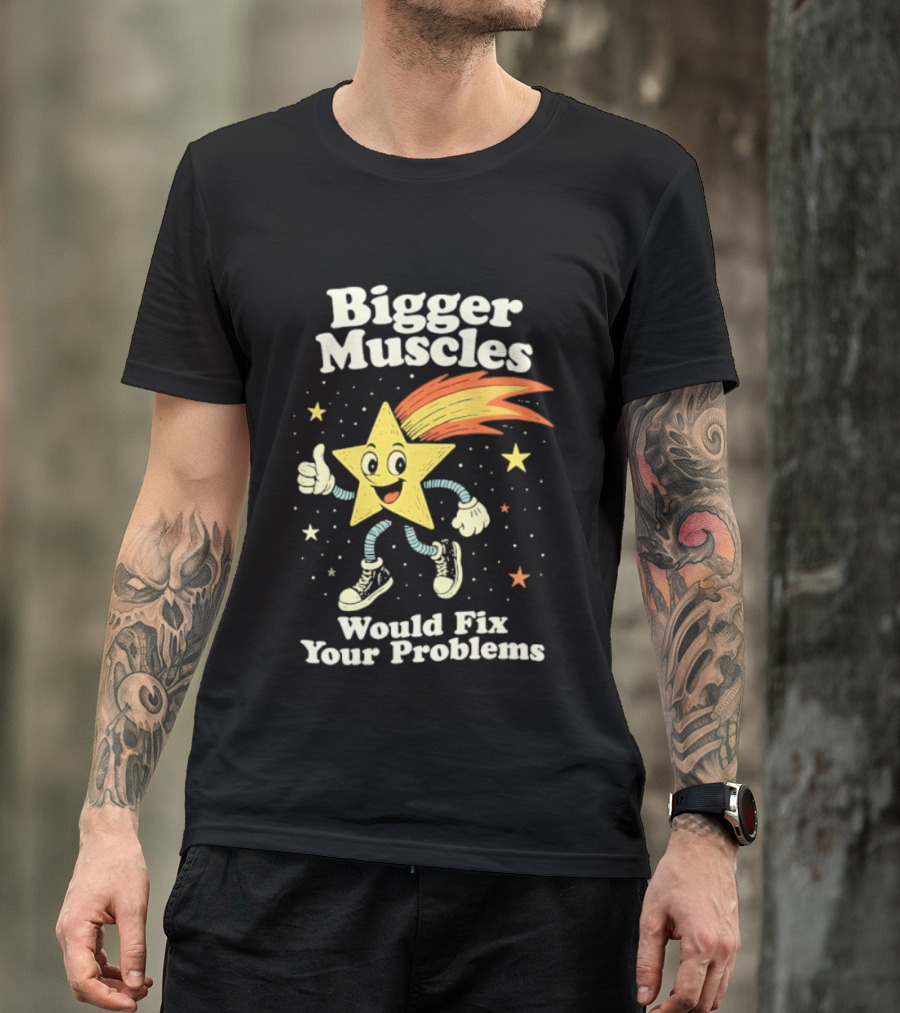 Bigger Muscles Star Cartoon Thumbs Up Encouragement T-Shirt