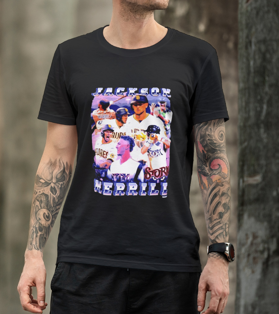 Jackson Merrill Padres Storm Baseball Collage San Diego T-Shirt