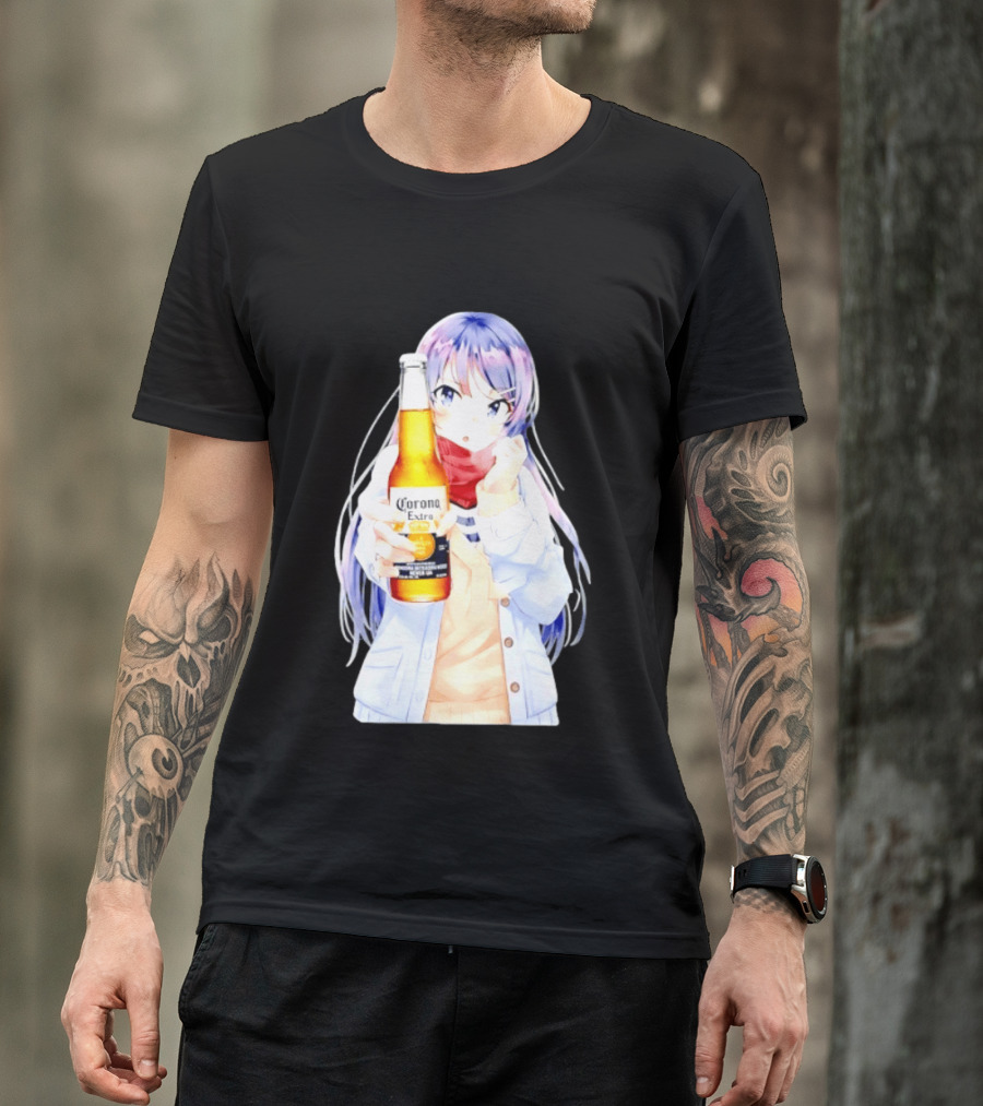 Mai Sakurajima Holding Corona Extra Rascal Does Not Dream Of Bunny Girl Senpai Anime T-Shirt