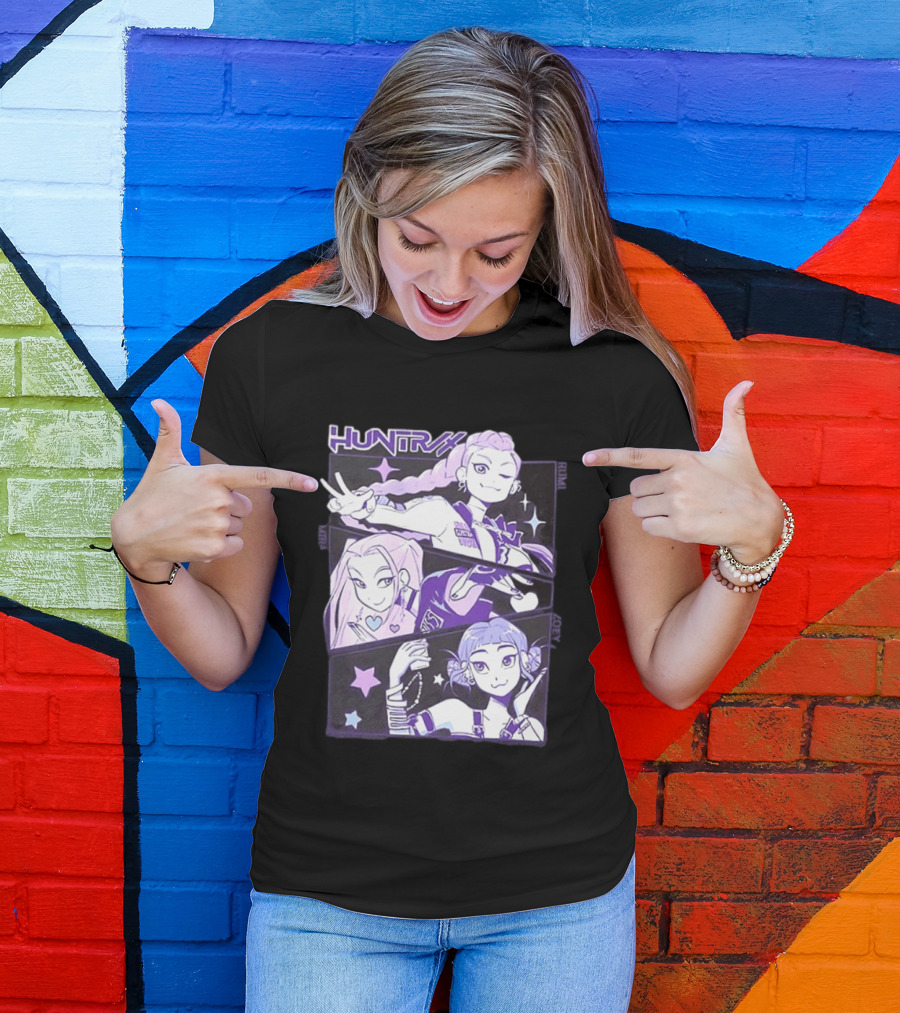 Huntrix Rumi Mira Zoey K POP World Tour Demon Hunters 2 Sided T-Shirt