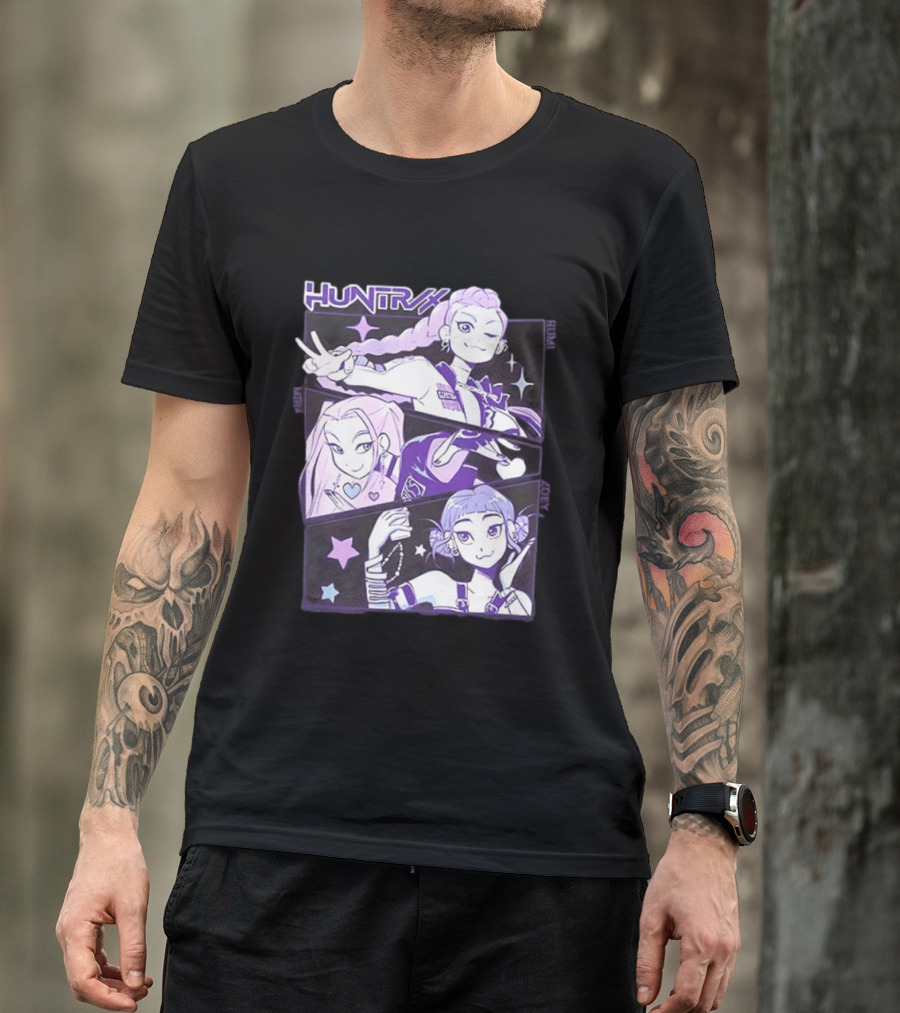 Huntrix Rumi Mira Zoey K POP World Tour Demon Hunters 2 Sided T-Shirt