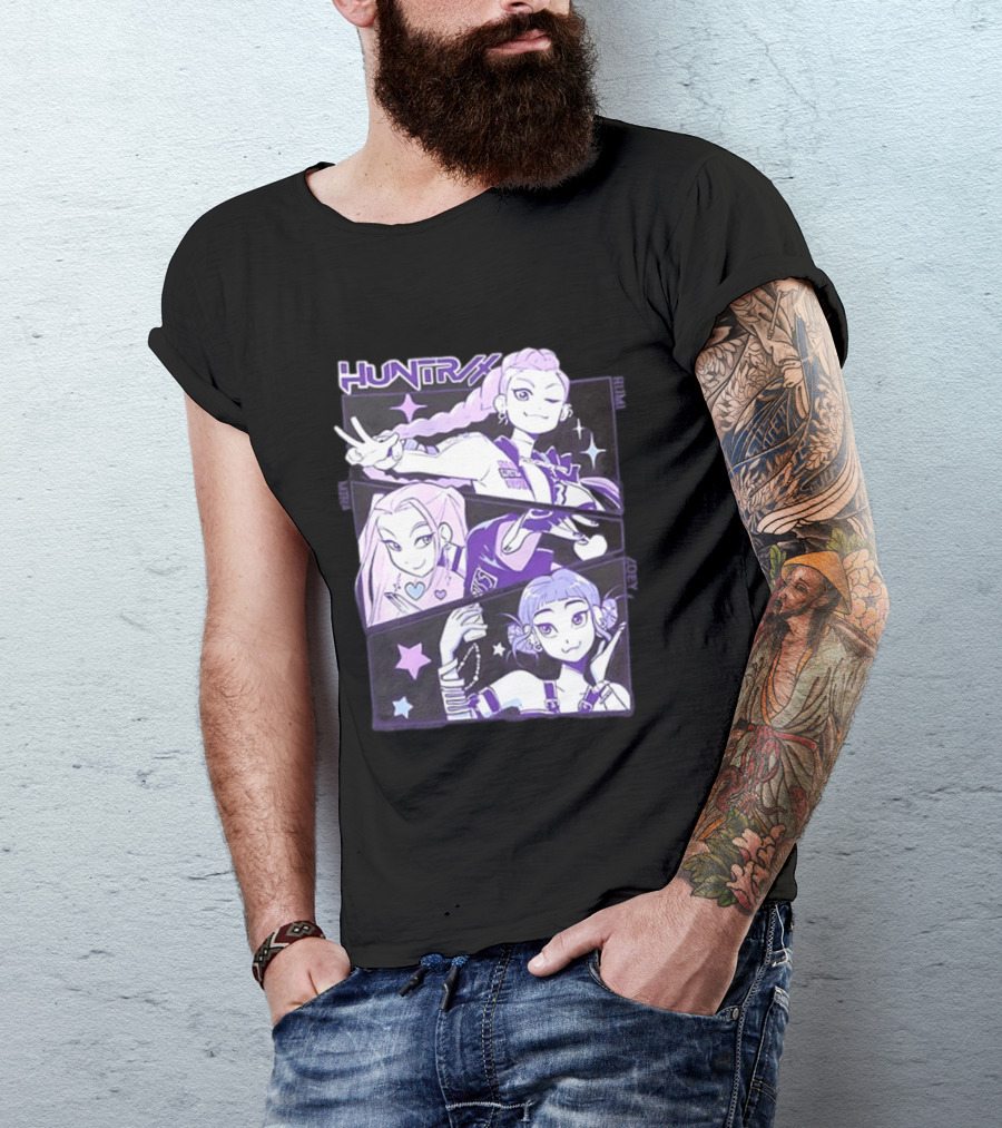 Huntrix Rumi Mira Zoey K POP World Tour Demon Hunters 2 Sided T-Shirt
