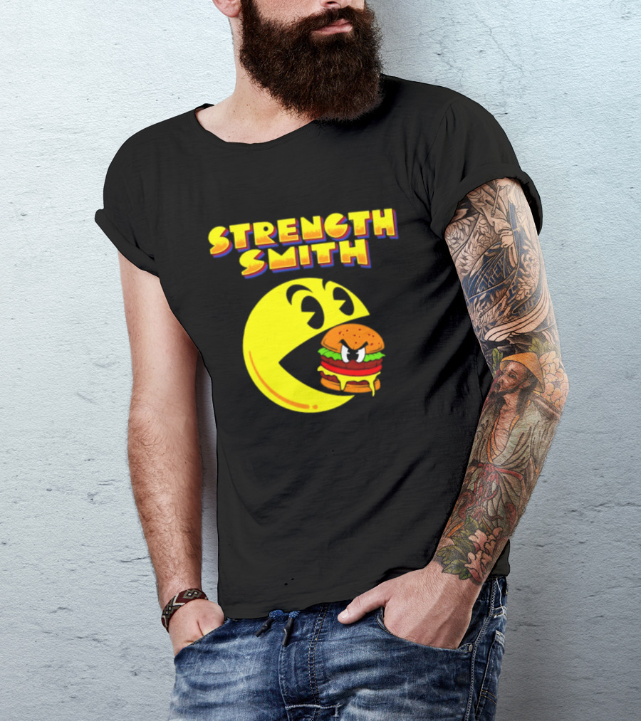 Strength Smith Pac Man Vs Burger Gaming Showdown T-Shirt