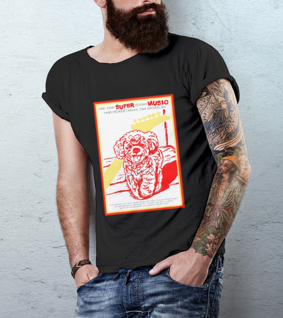 Hari Yang Super Dengan Music Yang Menggetarkan Jiwa Anomaliku Gitar Anjing Menggemaskan T-Shirt