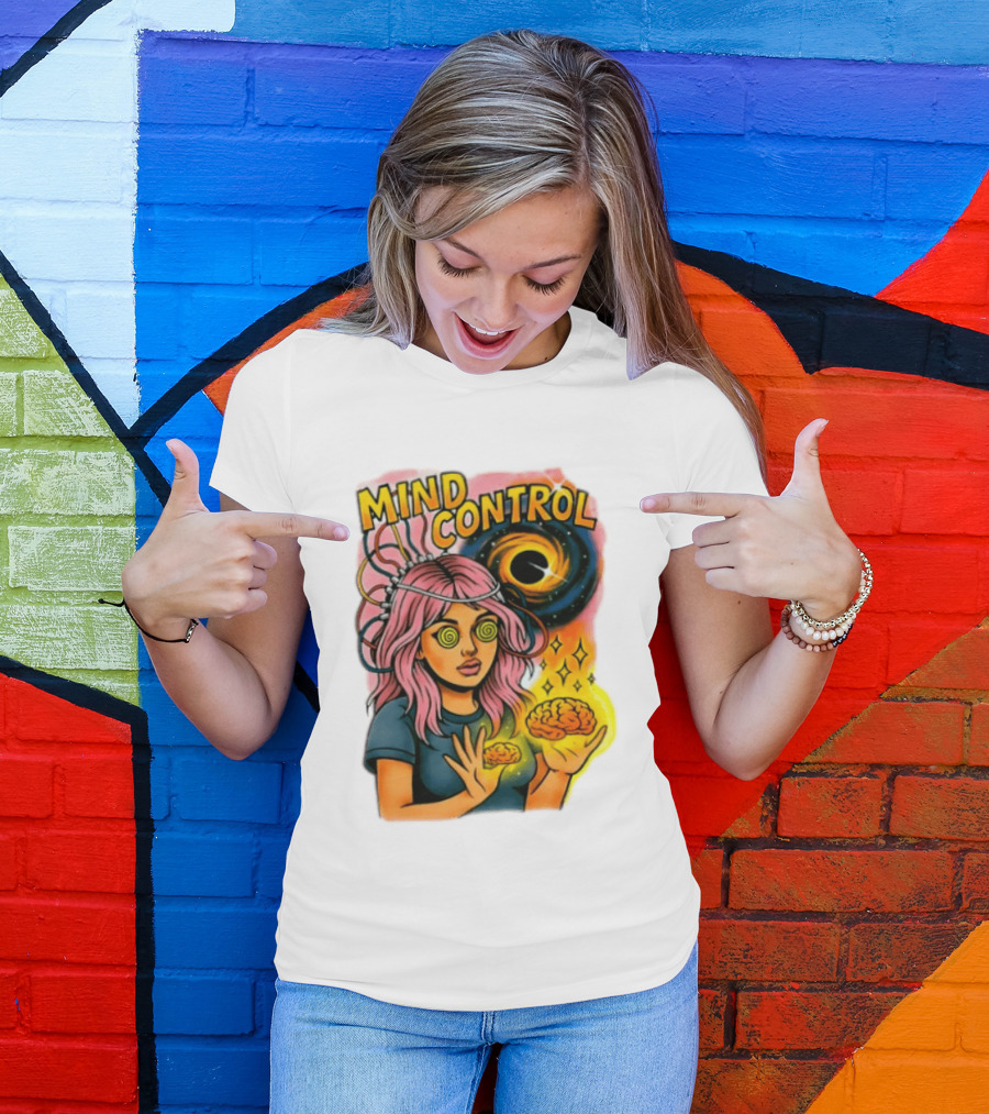 Mind Control Teen Hearts Psychedelic Black Hole Spiral Eyes Brain Magic T-Shirt