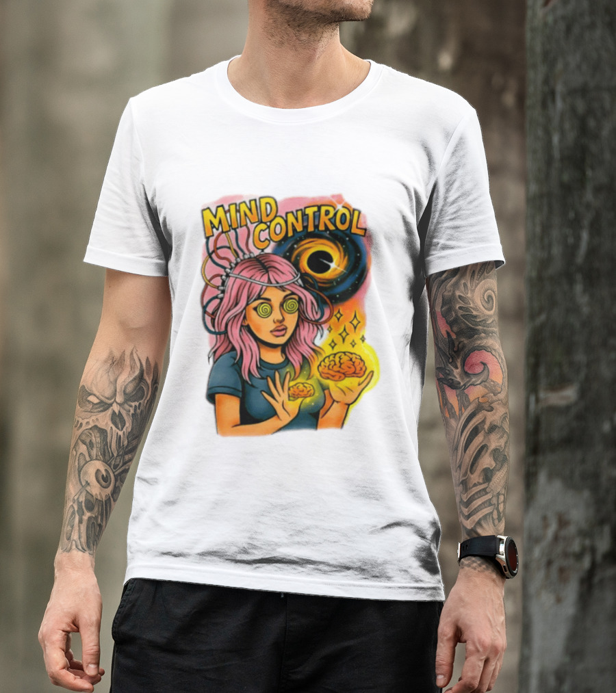 Mind Control Teen Hearts Psychedelic Black Hole Spiral Eyes Brain Magic T-Shirt
