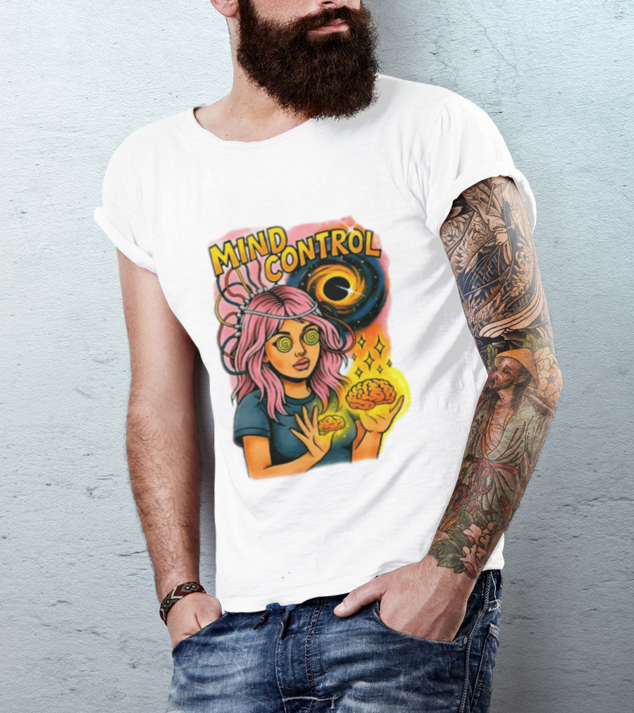 Mind Control Teen Hearts Psychedelic Black Hole Spiral Eyes Brain Magic T-Shirt