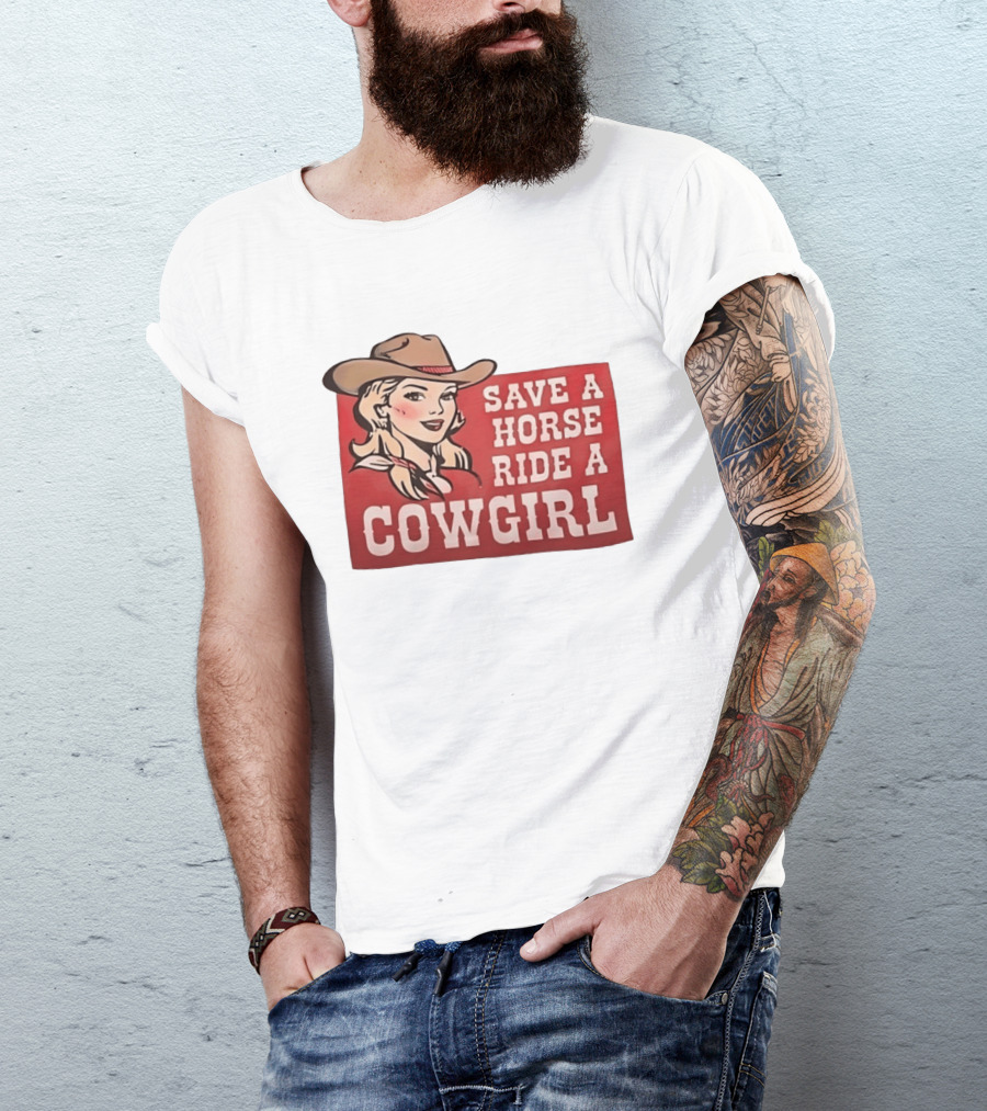 Save A Horse Ride A Cowgirl Western Country Music Vintage Style Cowgirl T-Shirt