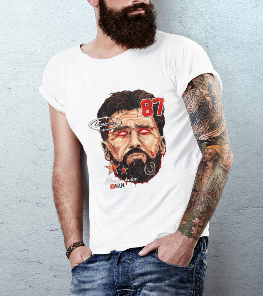 Travis Kelce Euphoria Lightning NFLPA Big Head 87 T-Shirt