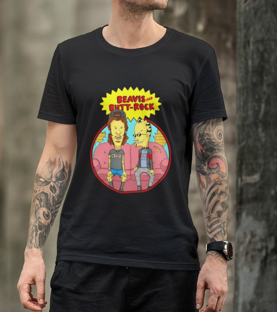 Beavis And Butt Head Rock Creed And Three Days Grace Couch Cartoon Characters T-Shirt