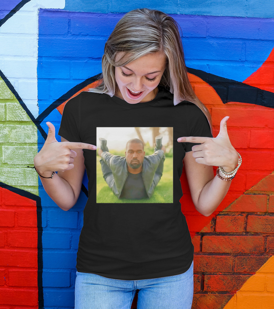 Kanye West Ye Meme Photo Iconic Pose Lying On Grass T-Shirt