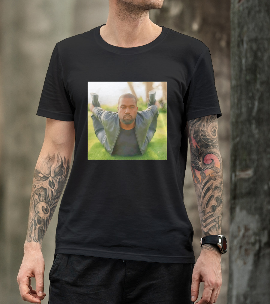 Kanye West Ye Meme Photo Iconic Pose Lying On Grass T-Shirt