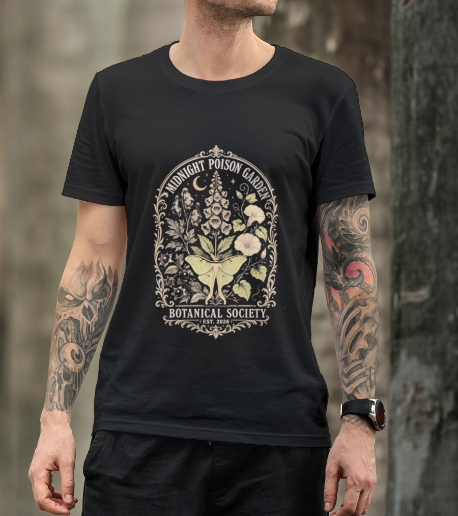 Midnight Poison Garden Botanical Society Est 2026 Moth Moonflower T-Shirt