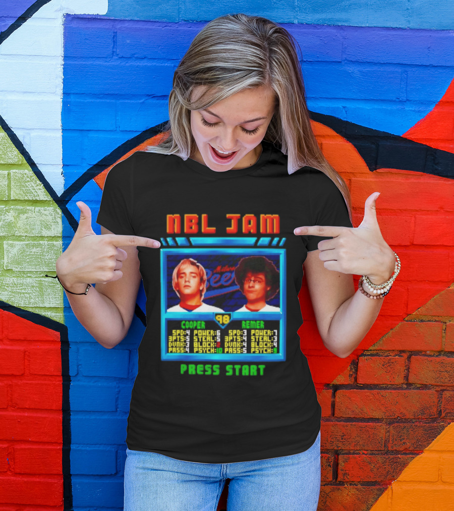 NBL Jam Cooper Remer Milwaukee Beers PASS START Players Stats T-Shirt