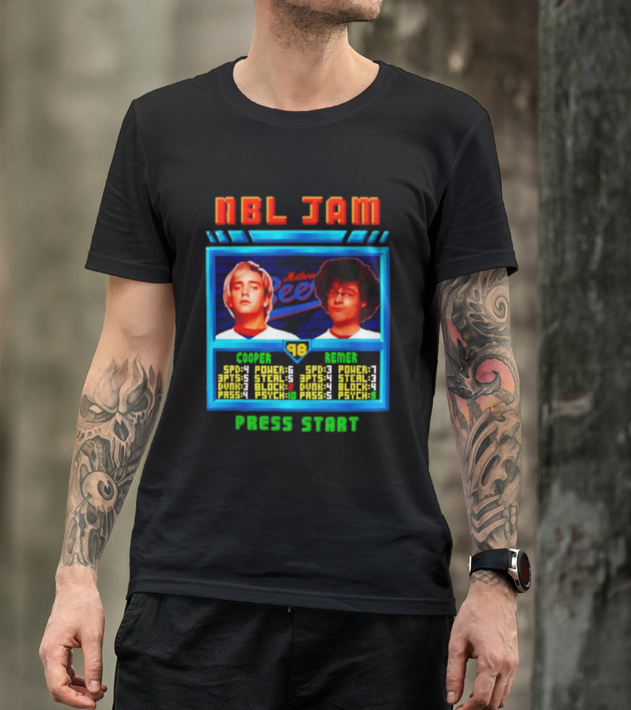 NBL Jam Cooper Remer Milwaukee Beers PASS START Players Stats T-Shirt
