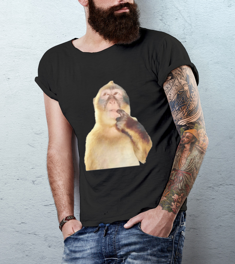 Pondering Monkey Curious Expression Contemplation T-Shirt
