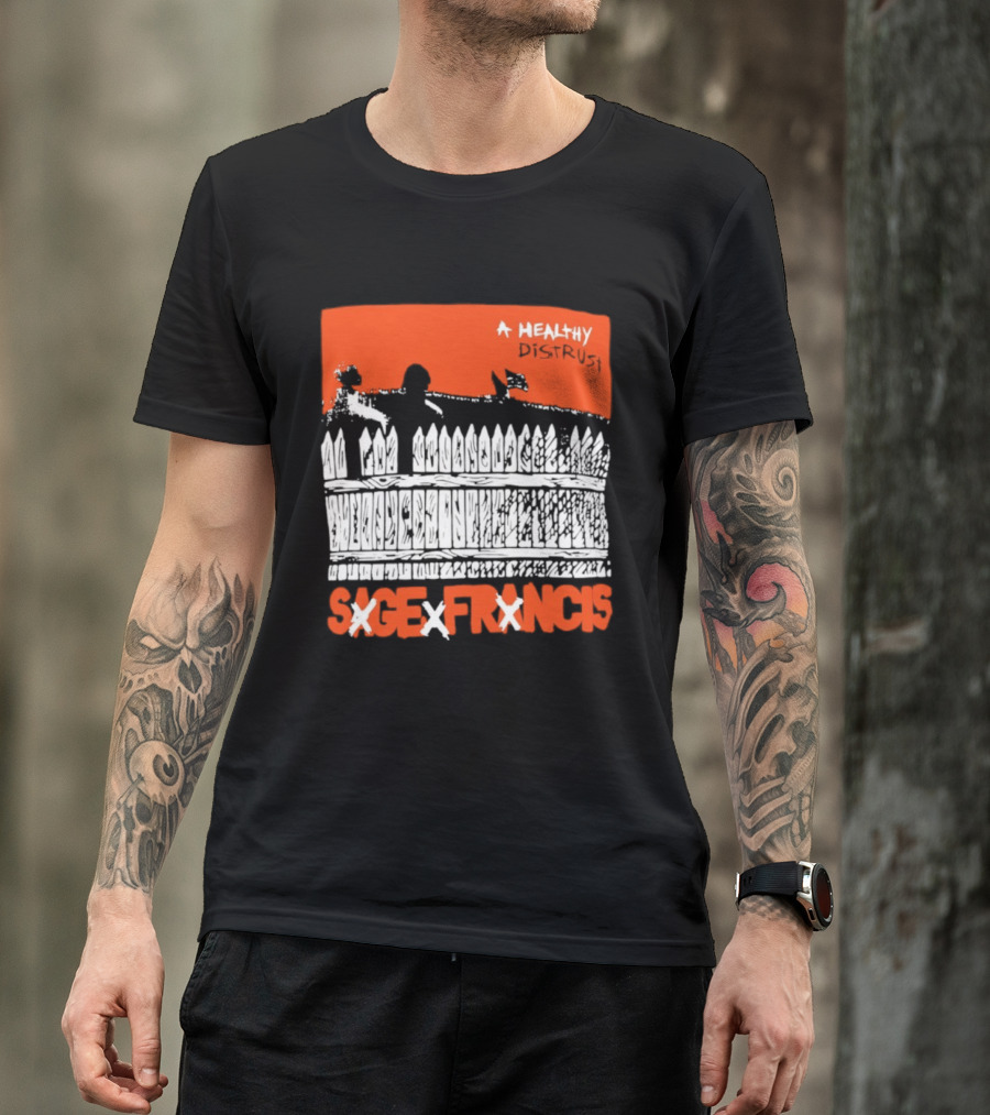 Sage Francis A Healthy Distrust Hip Hop Silhouette White Fence Red T-Shirt