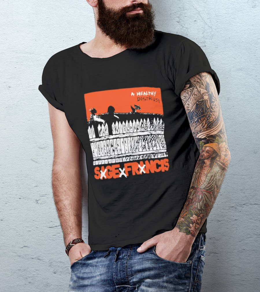Sage Francis A Healthy Distrust Hip Hop Silhouette White Fence Red T-Shirt