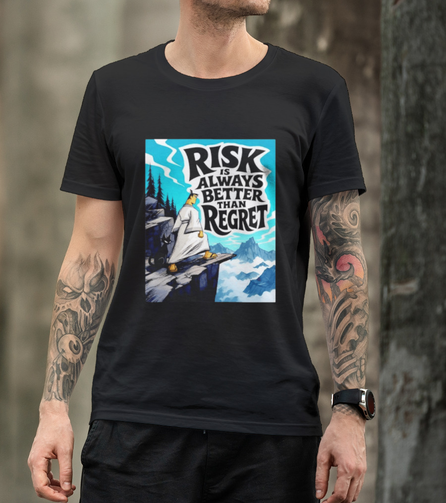 Samurai Jack Risk Is Always Better Than Regret Mountain Scene T-Shirt