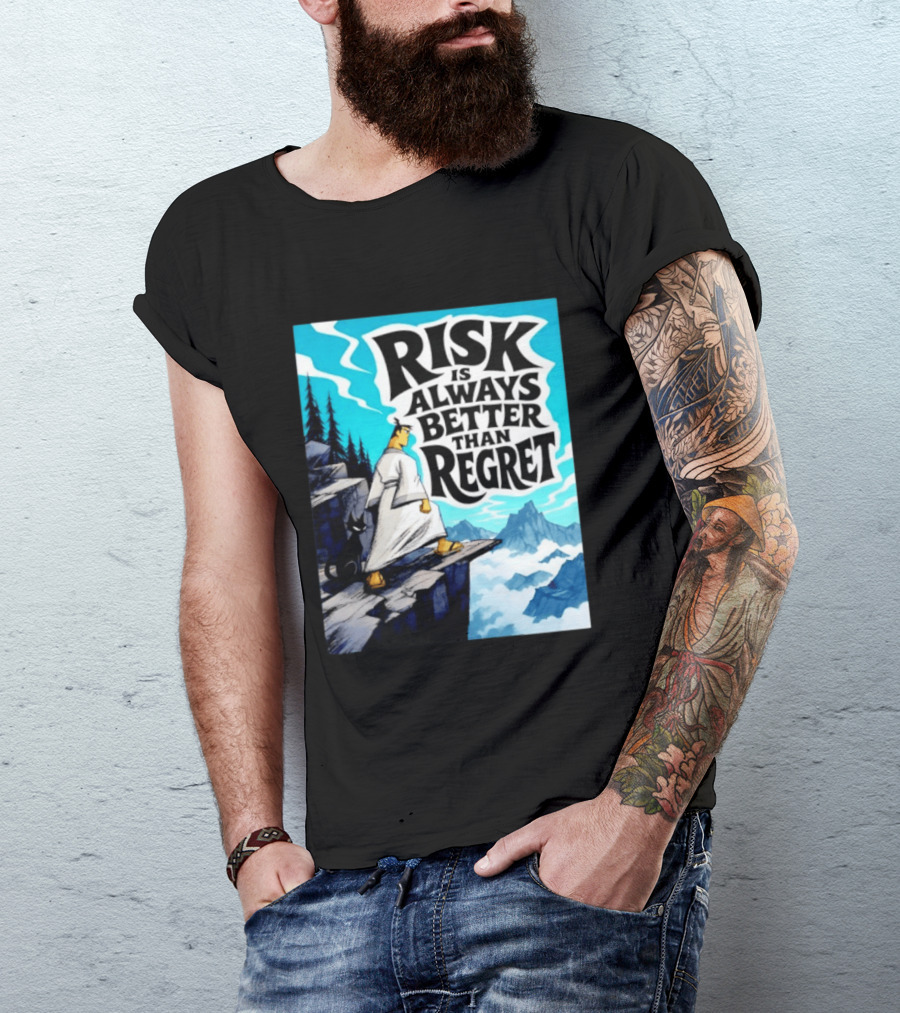 Samurai Jack Risk Is Always Better Than Regret Mountain Scene T-Shirt