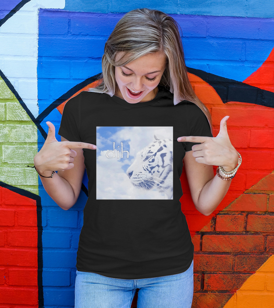 Tiger Dih Majestic Clouds White Bengal Tiger Profile T-Shirt