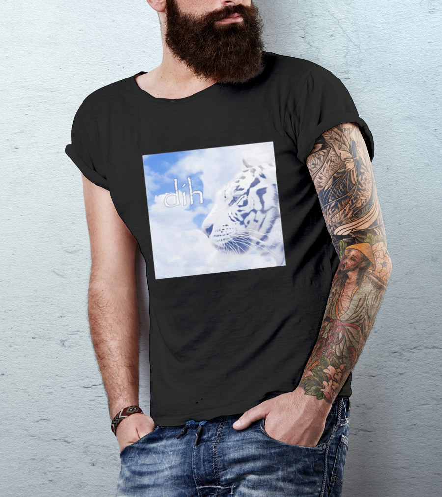 Tiger Dih Majestic Clouds White Bengal Tiger Profile T-Shirt