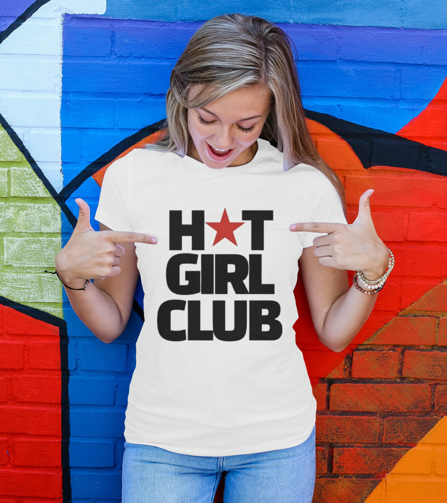 Hot Girl Club Red Star Trendy Fashion T-Shirt
